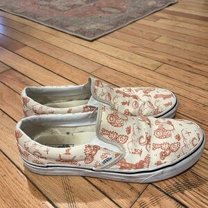 Vans Slip-On Shoes in White with Clay Southwestern Print